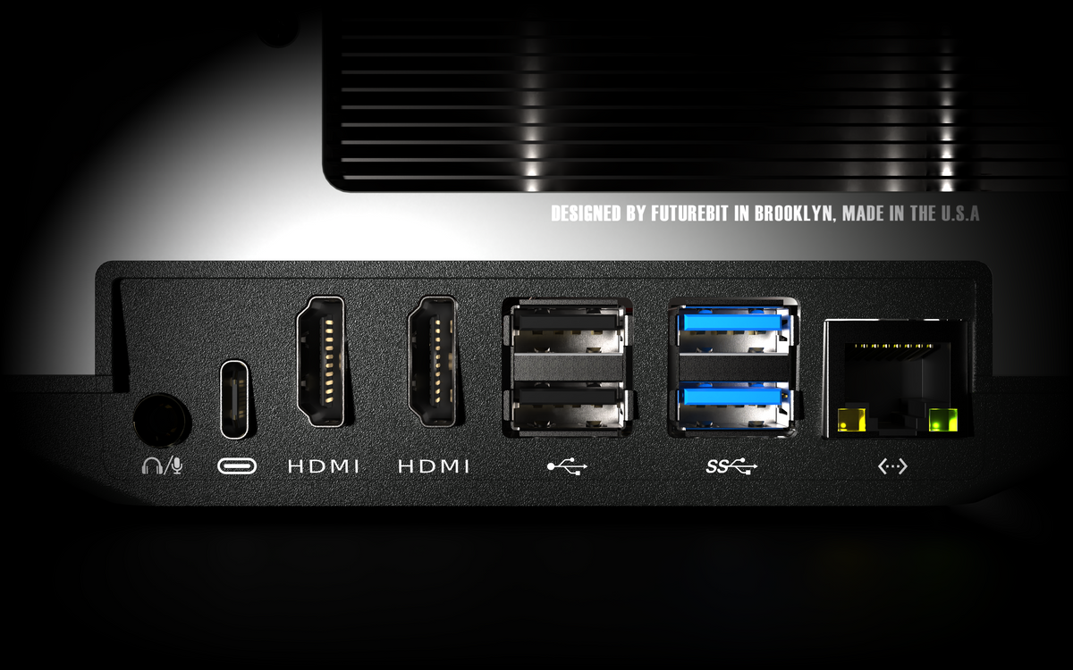 Apollo III Full Node controller ports: audio out, USB-C, two HDMI, four USB, and 2.5G Ethernet